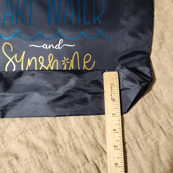 Beach Bag - 'Fill My Days with Lake Water and Sunshine' - Blue & Gold Handmade - Picture 4 of 6